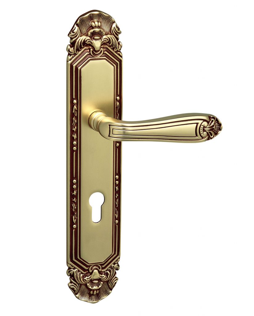 Classic door lock handle made in solid brass