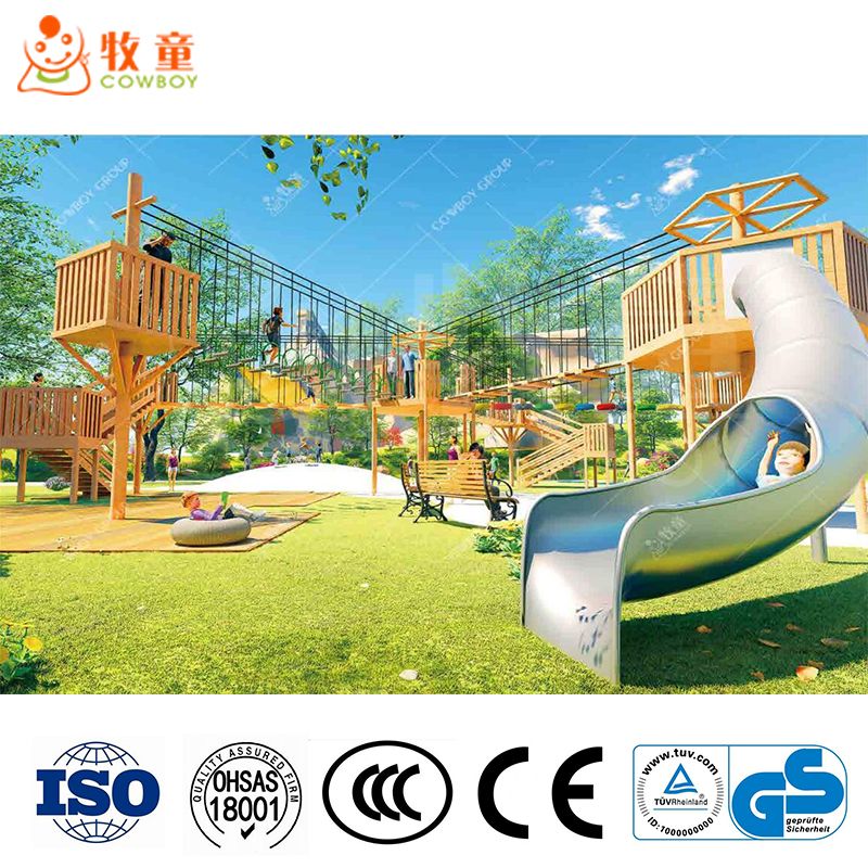 Cowboy Wooden Outdoor Playground with Climbing Net