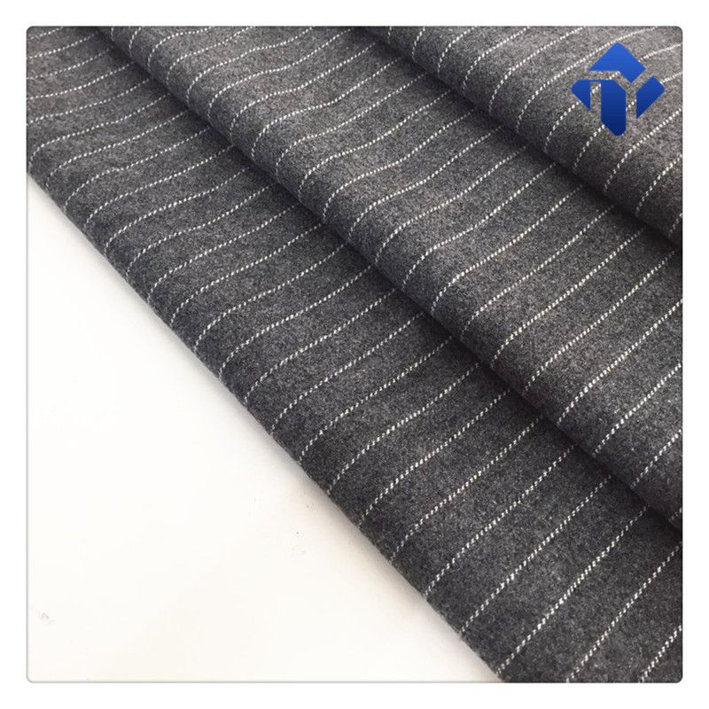 Good quality wool 50% polyester 50% black and white stripe flannel fabric