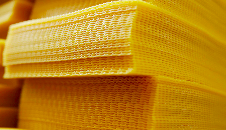 Pure yellow beeswax foundation sheet