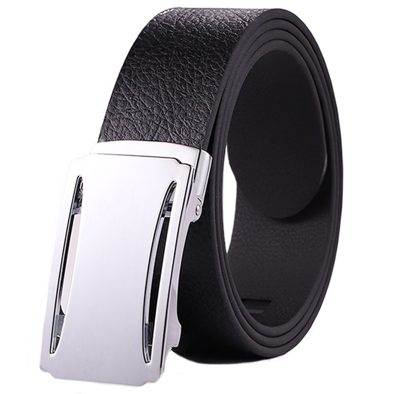 Black and Brown Automatic Buckle Leather Belt