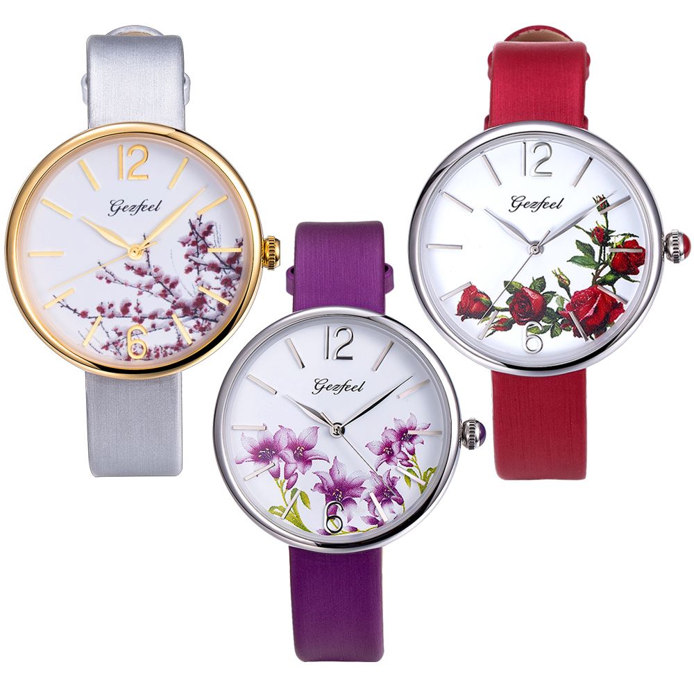 New Design Flower Face Japan Quartz Movt Fashion Girls Watch