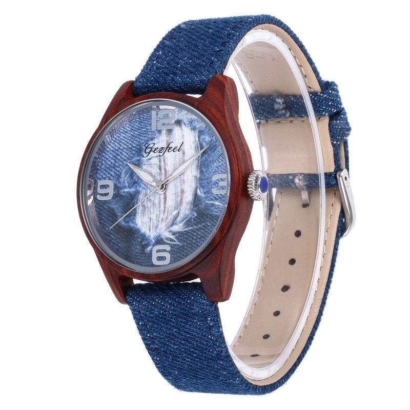 Trendy Hot Wooden Watch With Genuine Leather Strap Wood Watch For Lady