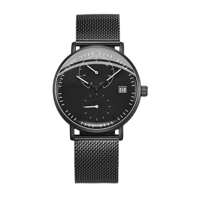 Custom Silver Mesh Belt Stainless Steel Fashion Watch With 5ATM Water Resistant For Men