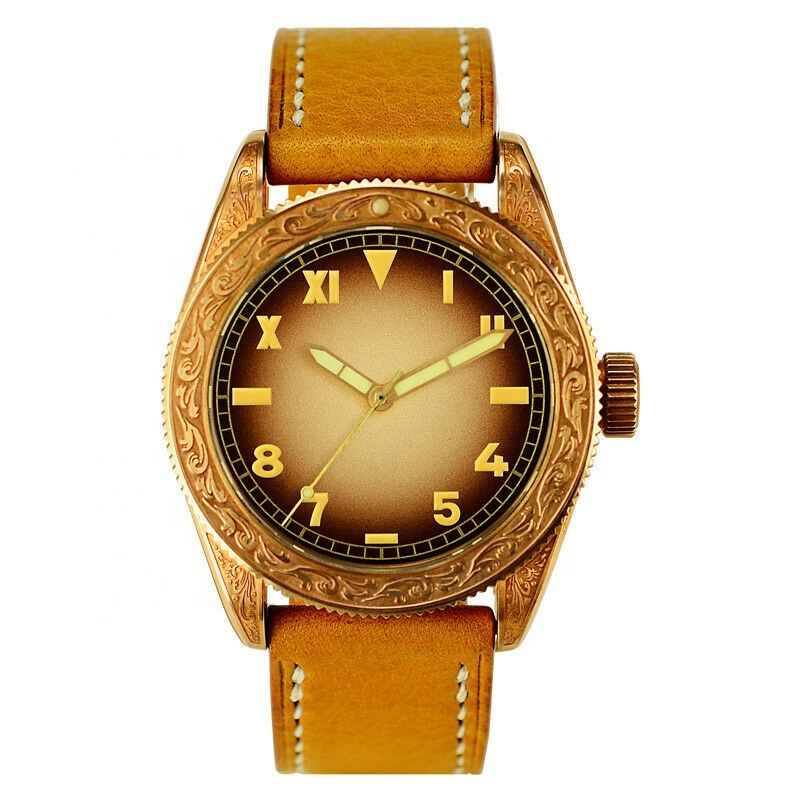 OEM luxury wrist watch men vintage tin bronze carved watches Japanese Movt watch manufacture