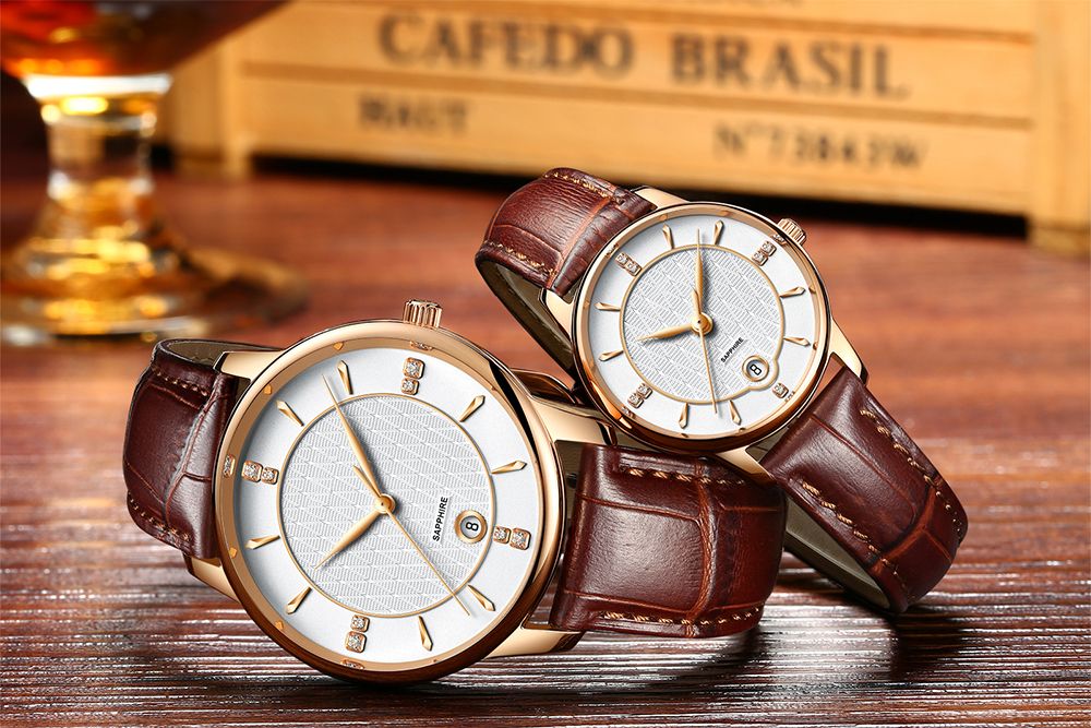 Classical Design Water Resistant Genuine Leather Watch Strap Simple Couple Quartz Watch