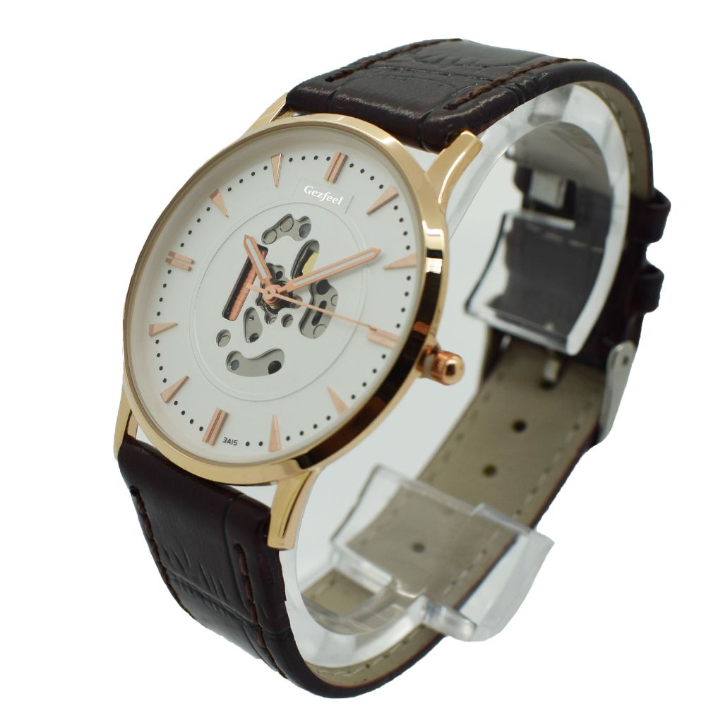 Custom Dial Genuine Japan Movement Quartz Watch with Leather Strap