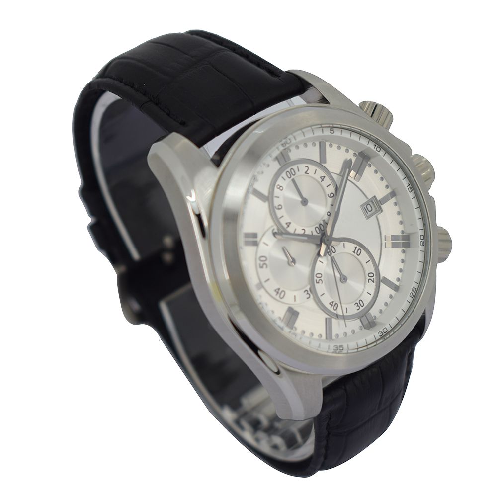 China Direct Factory Full Grain Leather Strap Stainless Steel Watch