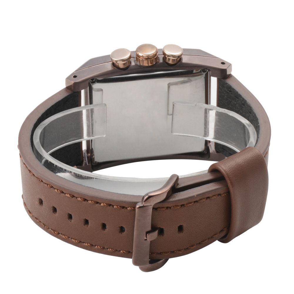 Good Chronograph Travel Box Leather Strap Wrist Watch