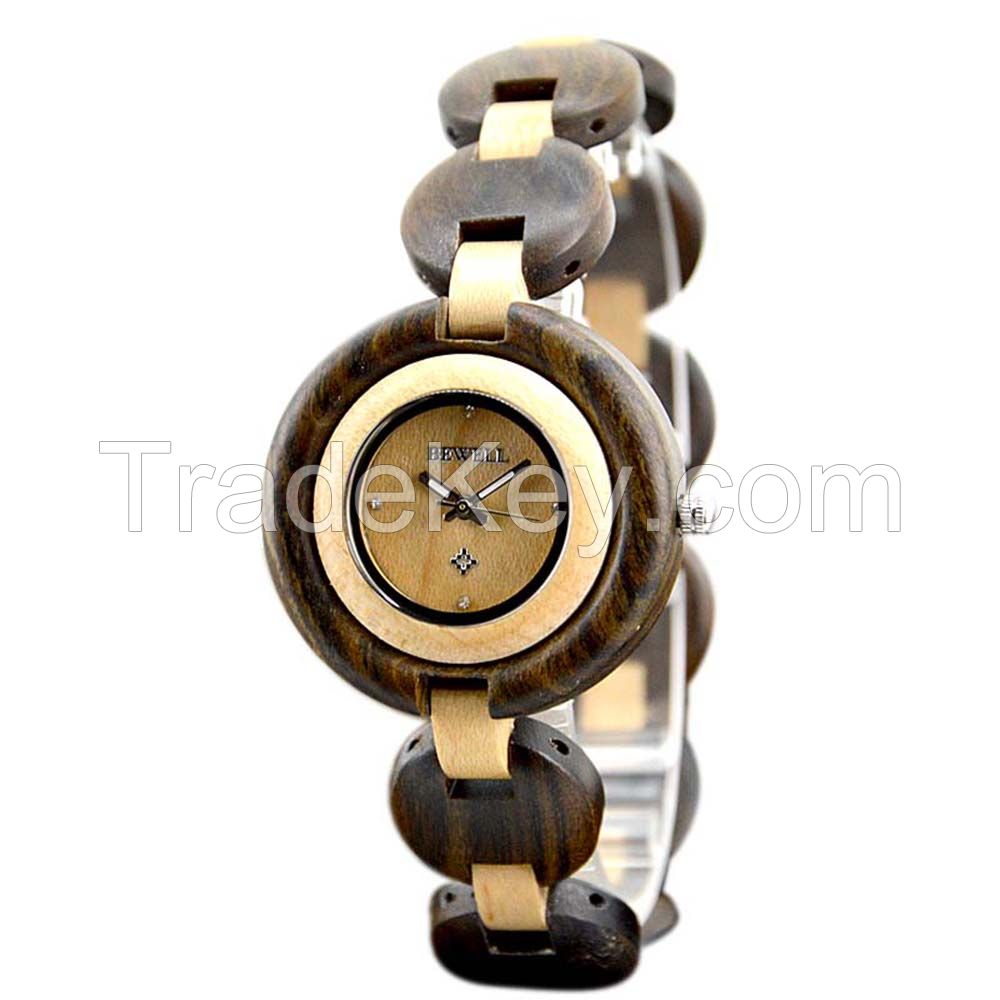 Hot Sell Custom Special Artwork Fashion Natural Quartz Wooden Watch For Lady