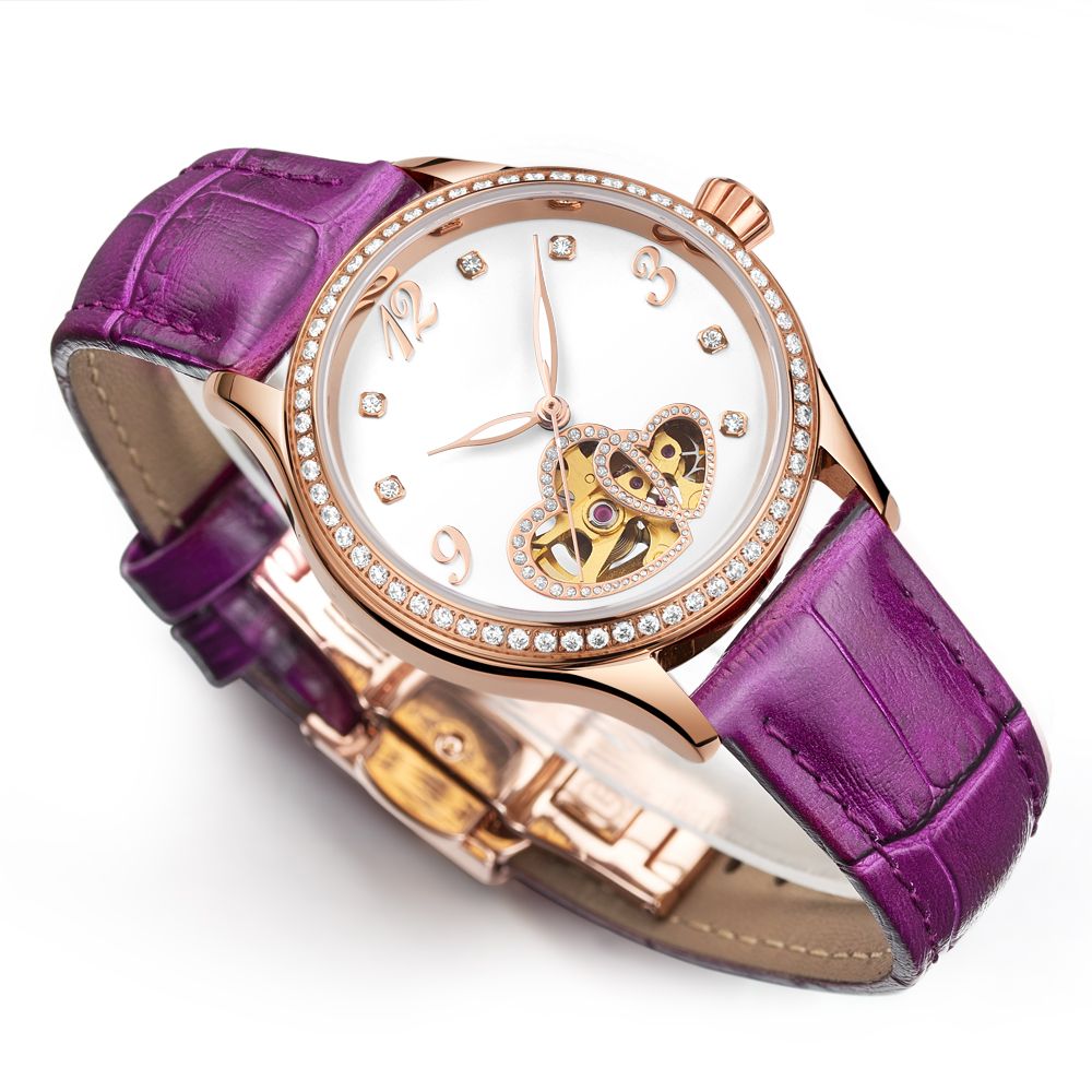 Fashion Elegent Watches Automatic Mechanical Watch Leather Strap Watch For Ladies