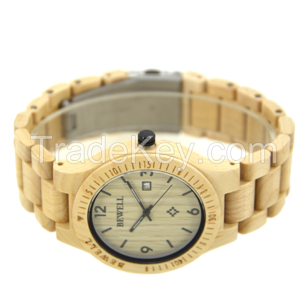 New Model Bewell Bamboo Wrist Wood Watch for Mens