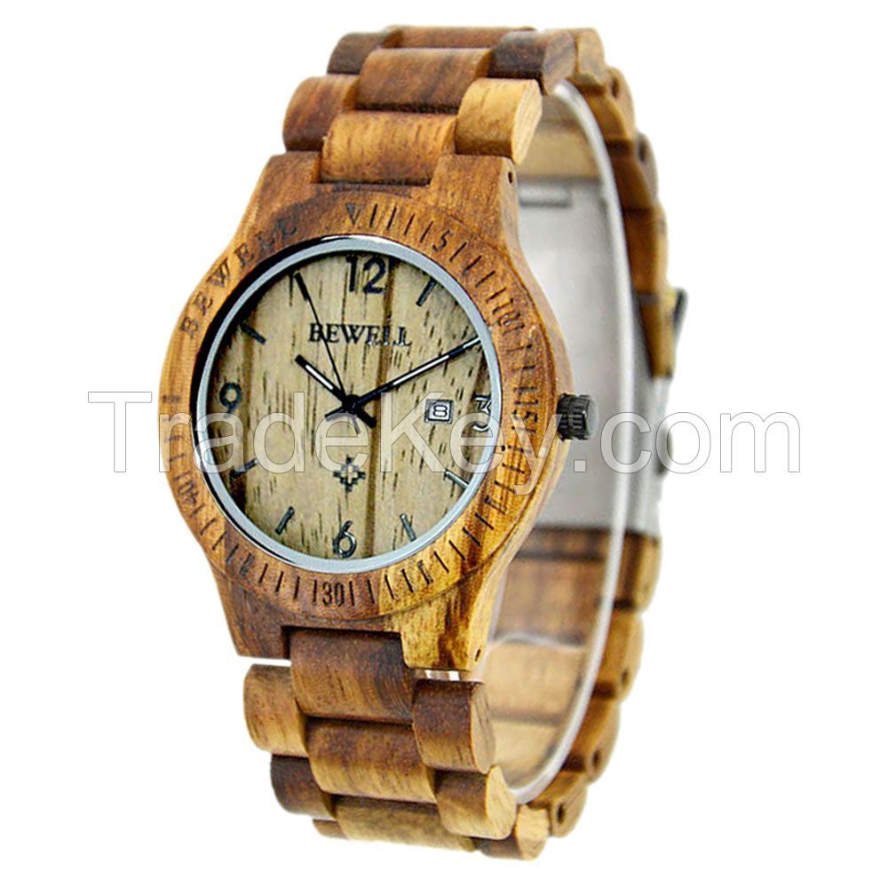  New Model Bewell Bamboo Wrist Wood Watch for Mens