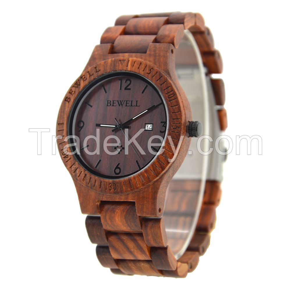 New Model Bewell Bamboo Wrist Wood Watch for Mens