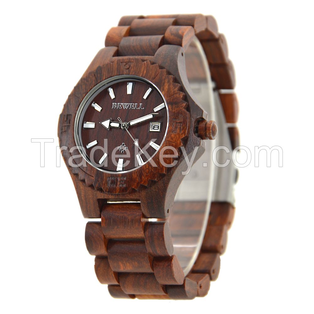 Custom Logo Japan Movt Wooden Gift Quartz Men Wooden Wristwatches