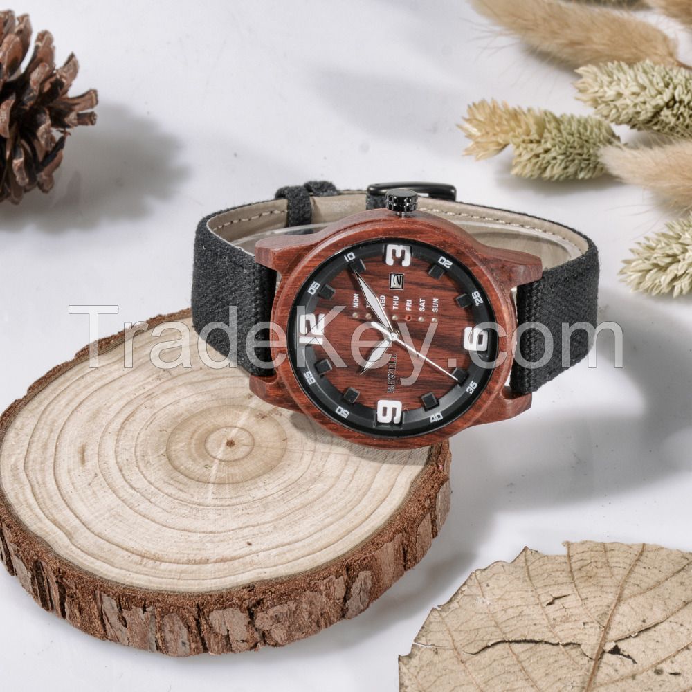 Custom Logo Superior Japan Movt with Day and Date Men Wooden Watch