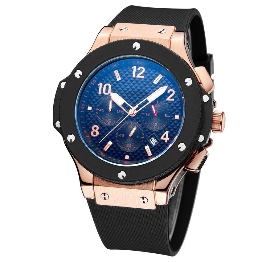 Famous brand watch Fashion Mens Luxury Silicone Band Quartz Sport Anal