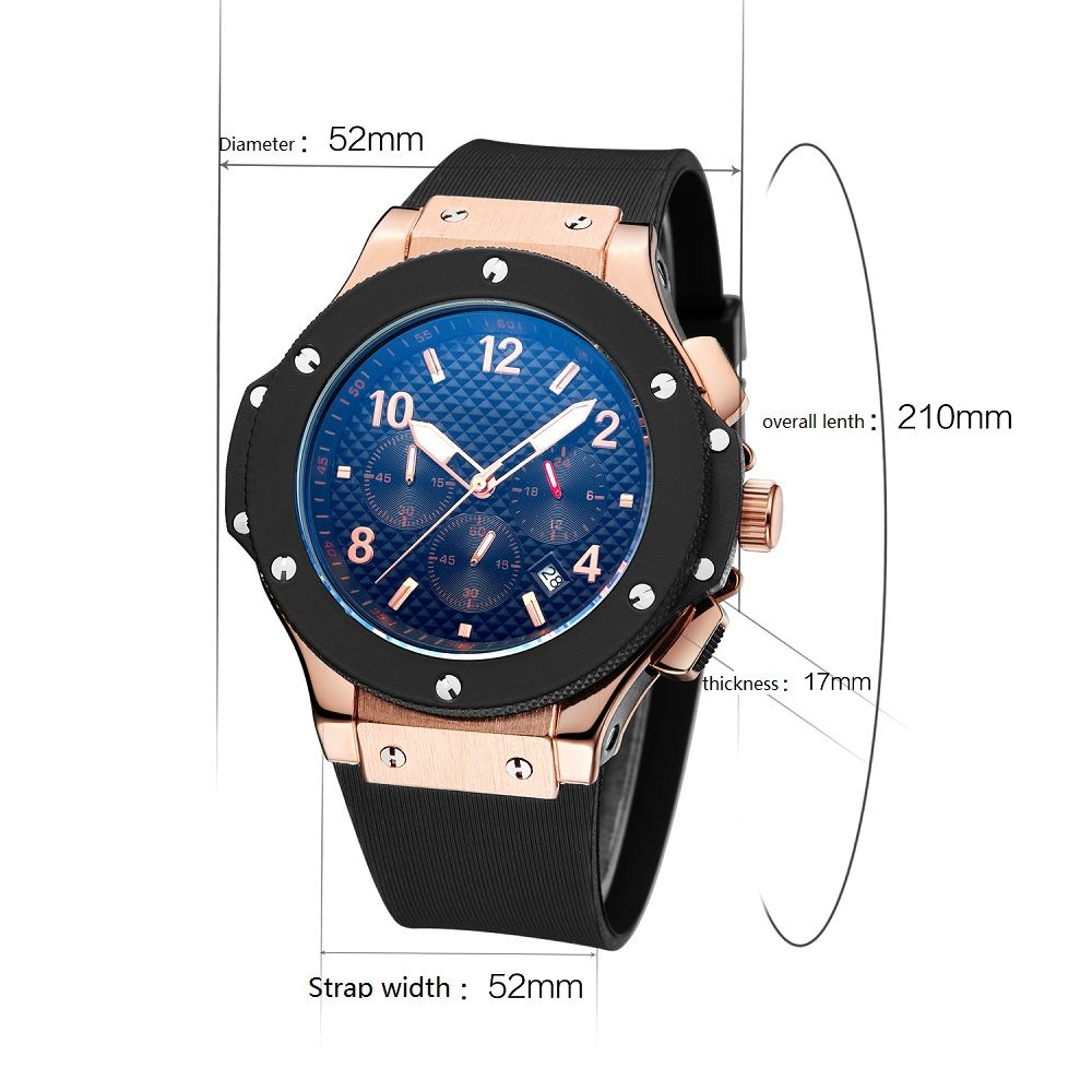 Famous brand watch Fashion Mens Luxury Silicone Band Quartz Sport Anal