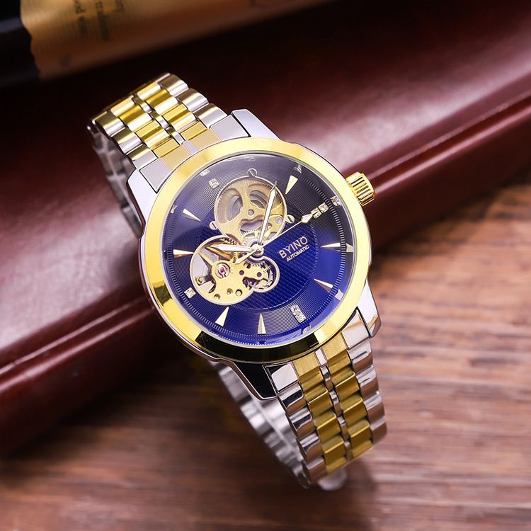 Custom Solid Stainless Steel Skeleton Mechanical Watch China Manufacture