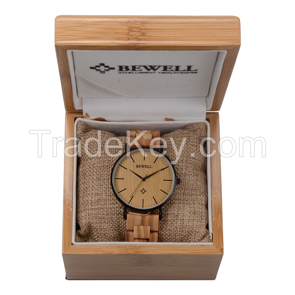 Customized Logo couple size wooden hand Wrist Watch with stainless steel