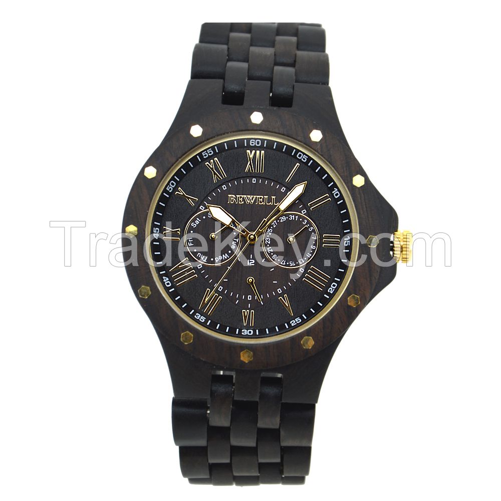 Custom 2019 high quality factory wholesale waterproof branded logo Japan movement mens wood bamboo watches