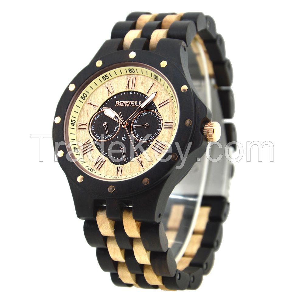 Custom 2019 high quality factory wholesale waterproof branded logo Japan movement mens wood bamboo watches