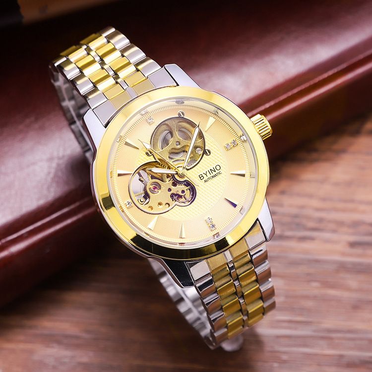 Custom Solid Stainless Steel Skeleton Mechanical Watch China Manufacture