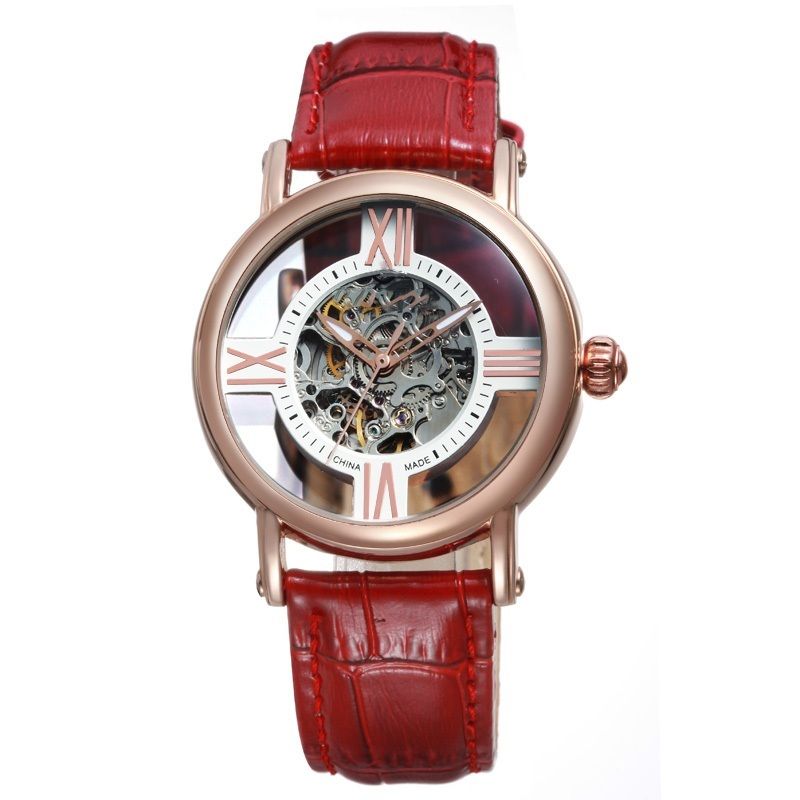 Hollow Design Luxury Brand Watch Strap Leather Men Automatic Mechanical Watch From China