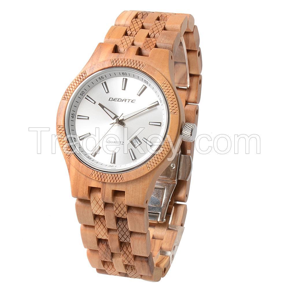  Custom most popular products Bedate 2019 wood caseback wooden watch 