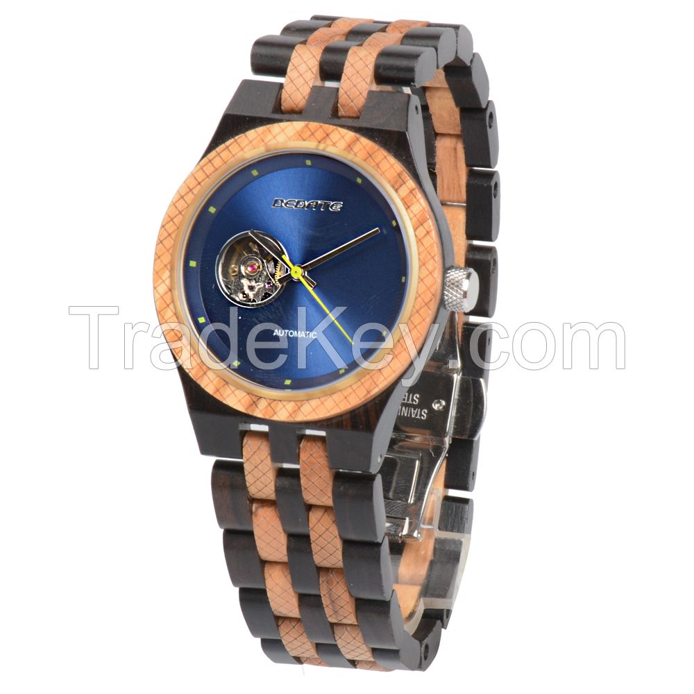 New Arrival Automatic Waterproof Mechanical Natural Rose Reloj de madera Wood Watch