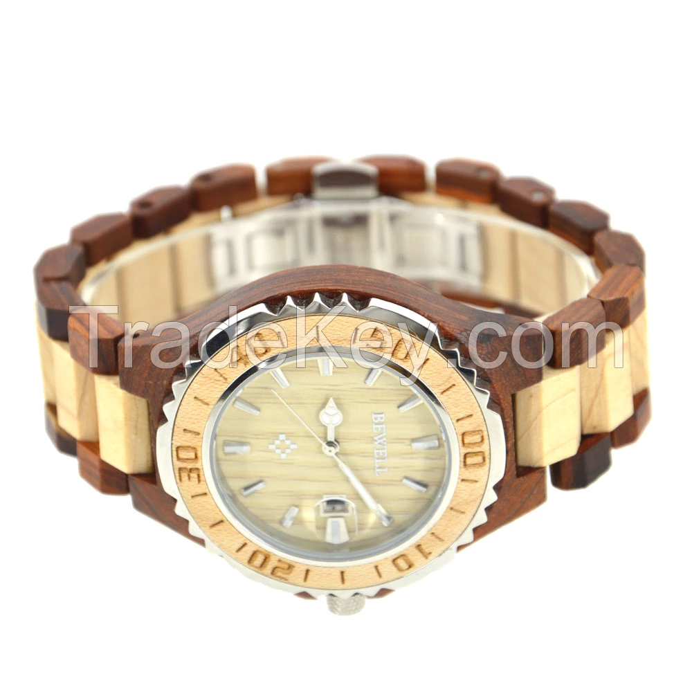 Bewell High quality new fashion bamboo quartz wrist wooden watches