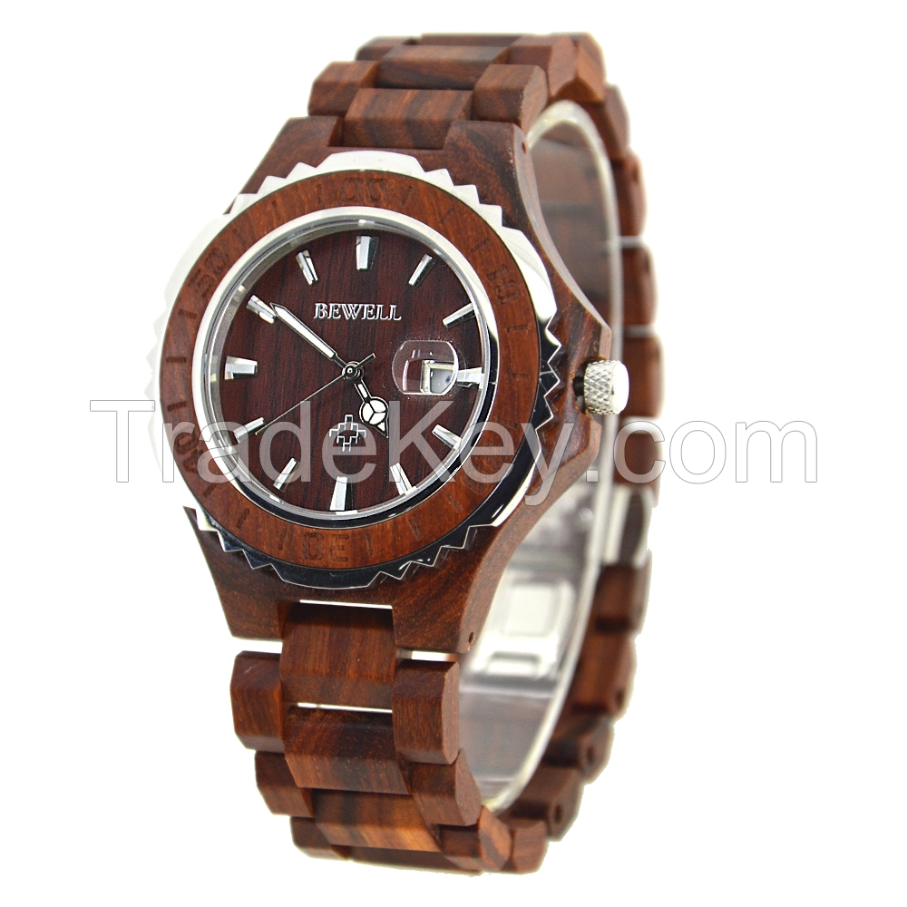 Bewell High quality new fashion bamboo quartz wrist wooden watches