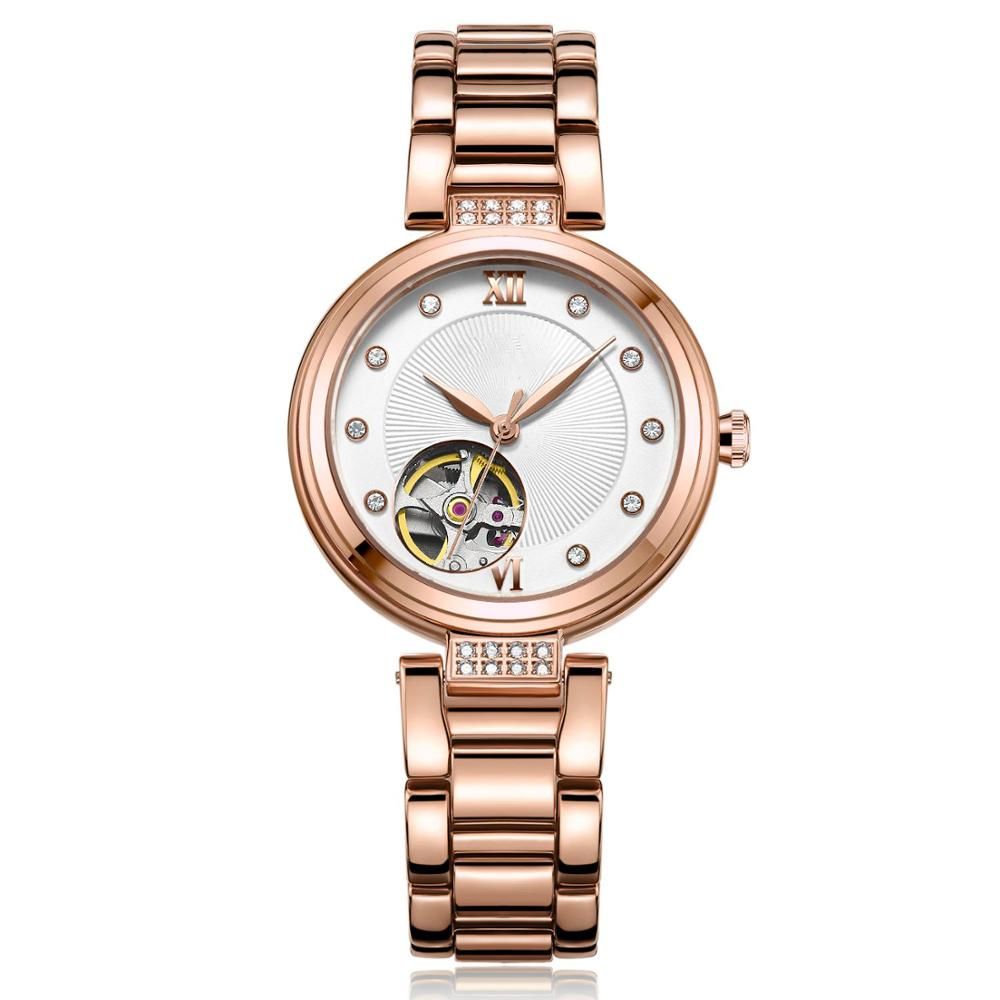 Elegence Watch Fashion Diamond Mechanical Female Watch Hollow Watch Custom Watch Menufacture
