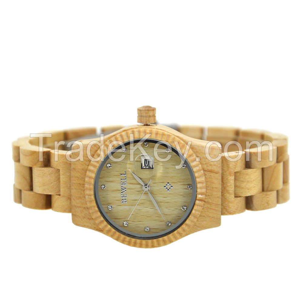 Wholesale Bewell New women fashion wood smart wrist watch  