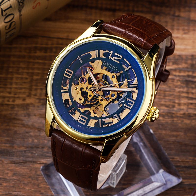 Man Mechanical Watch Custom Your Own Watch Custom Logo Watch Real Leather Watch China Factory