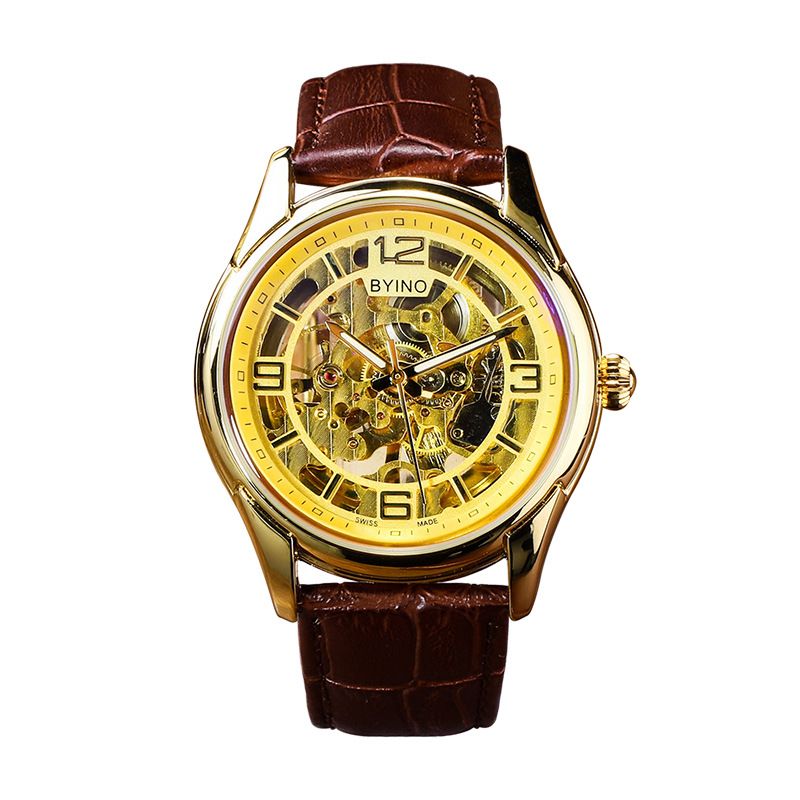 Man Mechanical Watch Custom Your Own Watch Custom Logo Watch Real Leather Watch China Factory