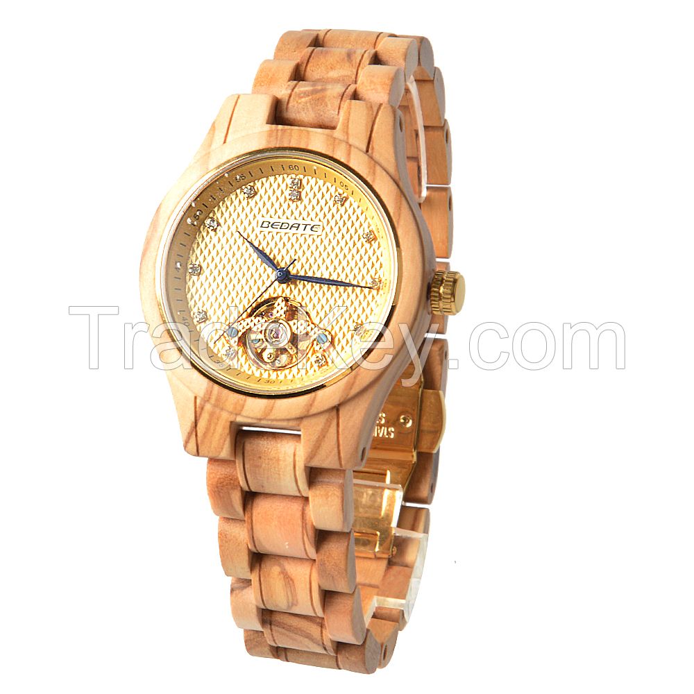 2019 New arrival fashion mechanical wood watch high quality automatic wood watches