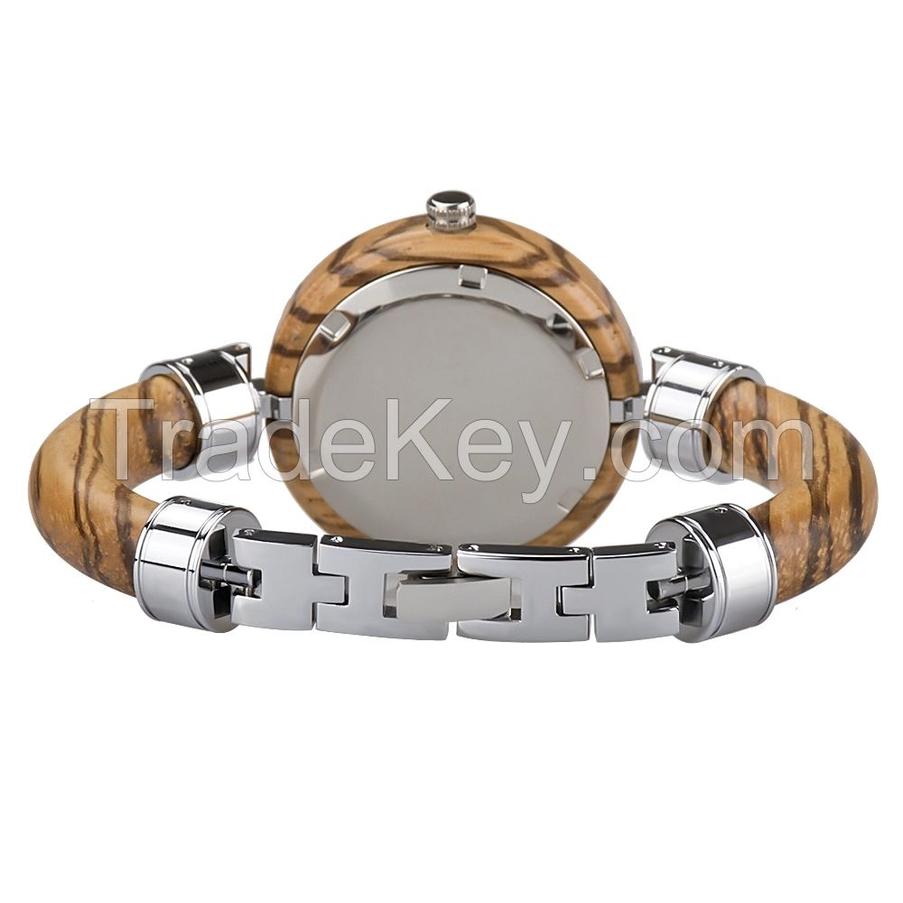 2018 New arrived luxury custom logo Japan movement ladies nature unique handmade bracelet wood watch women