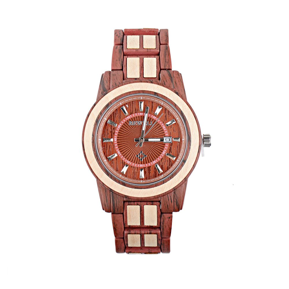 Custom promotional gift luxury chronograph waterproof wooden wrist watch