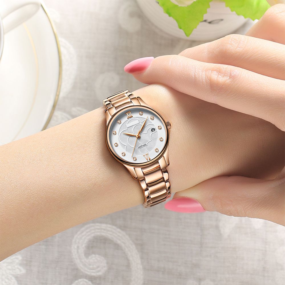 High end luxury fashion decorative woman stainless steel watch