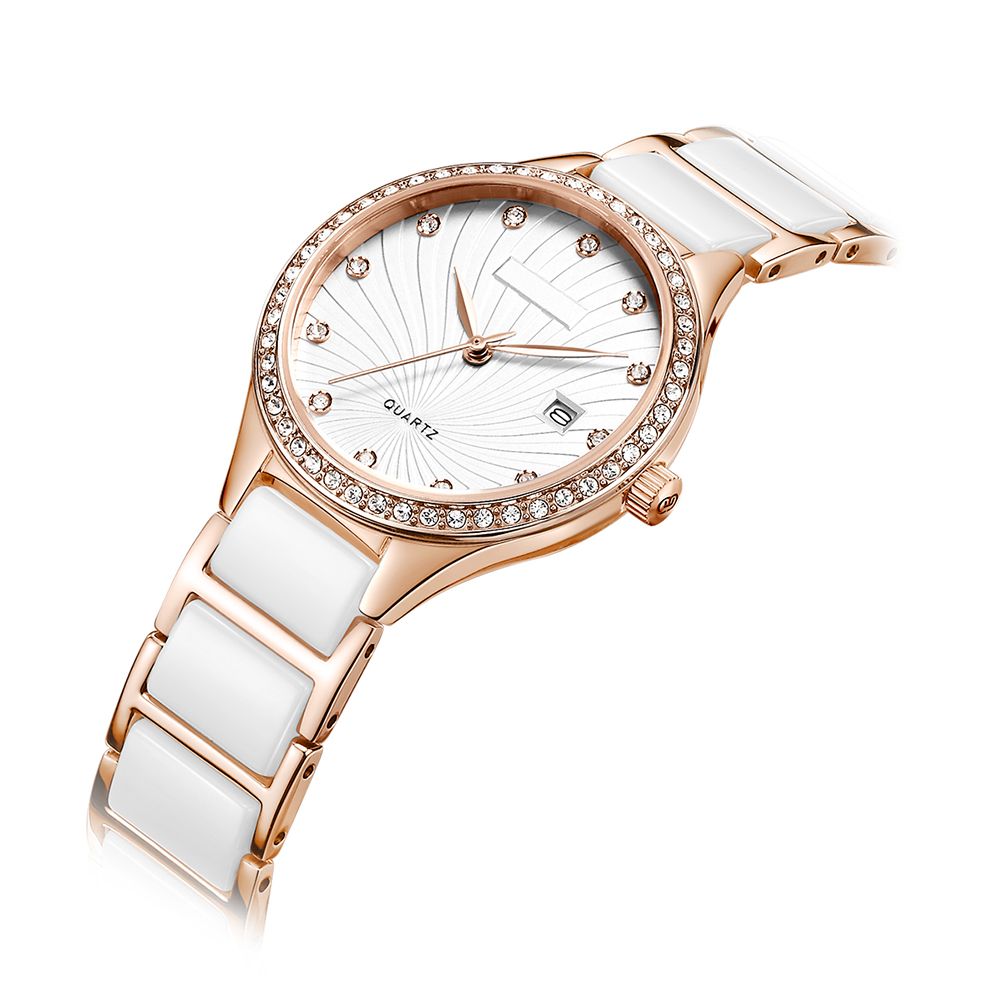 Luxury Ladies ceramic Wristwatch with Diamonds