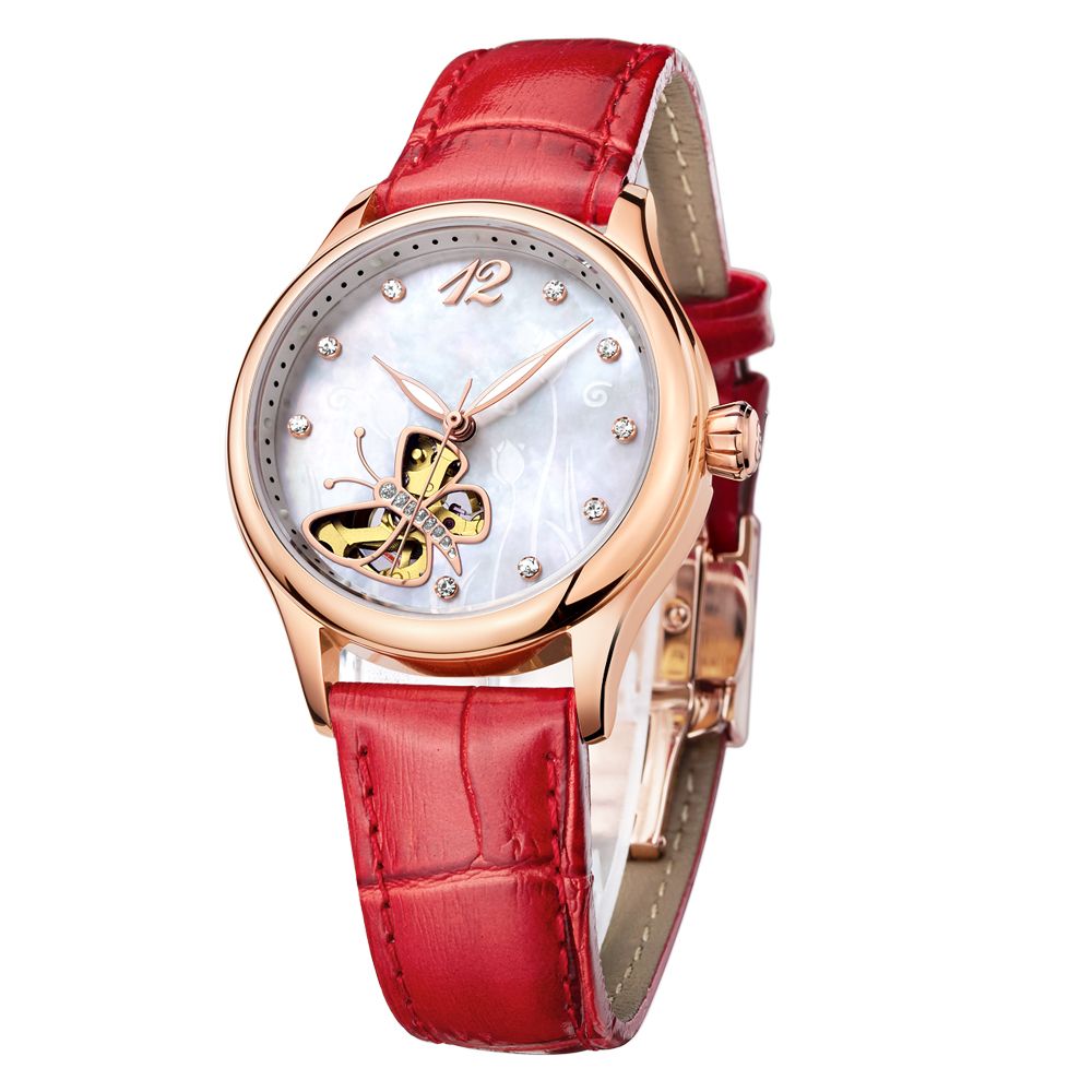 Chinese manufacturer custom stainless steel back mechanical lady watches