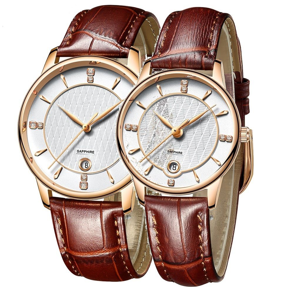 Classic Janpan Quartz Movement Stainless Steel Back Couple Watch with Your Logo