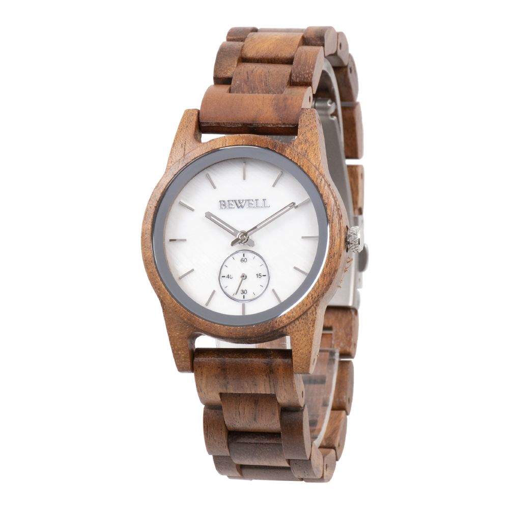 Custom private label sandalwood walnut teak shell dial unisex wooden watches