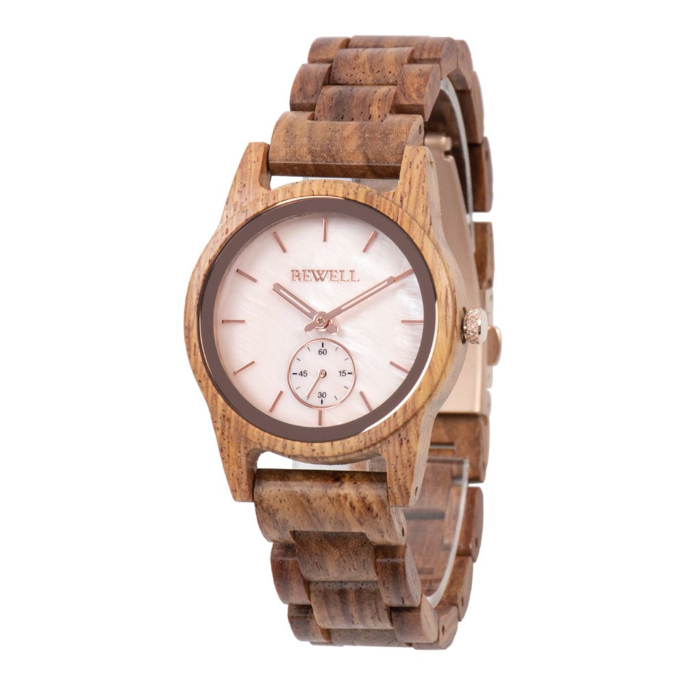 Custom private label sandalwood walnut teak shell dial unisex wooden watches