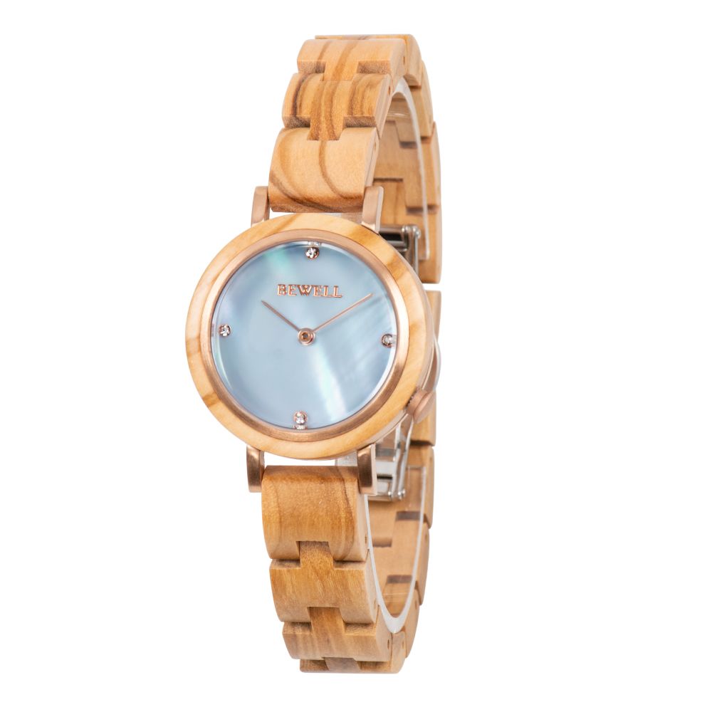 Shell Dial Wood Watch 3ATM Water Resistant Bamboo Wooden Watches for women