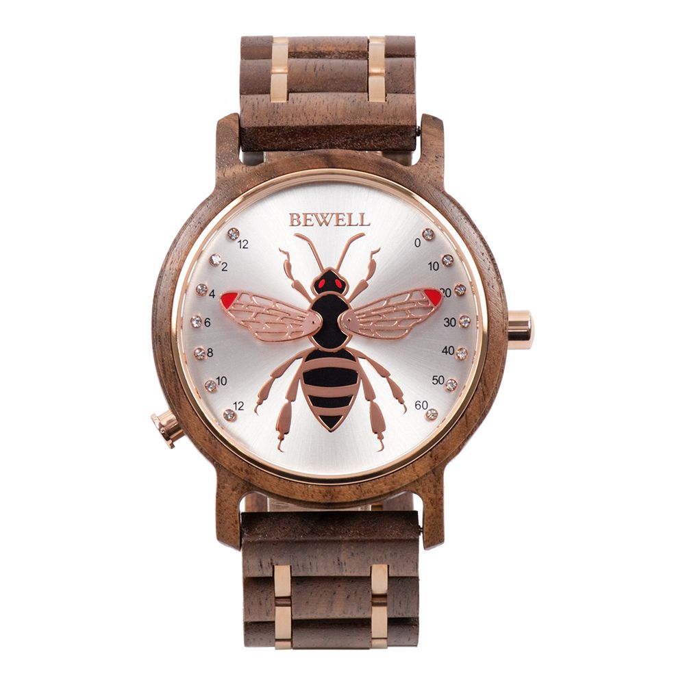 Wholesale Bewell smart movement honeybee dial smart wooden watches