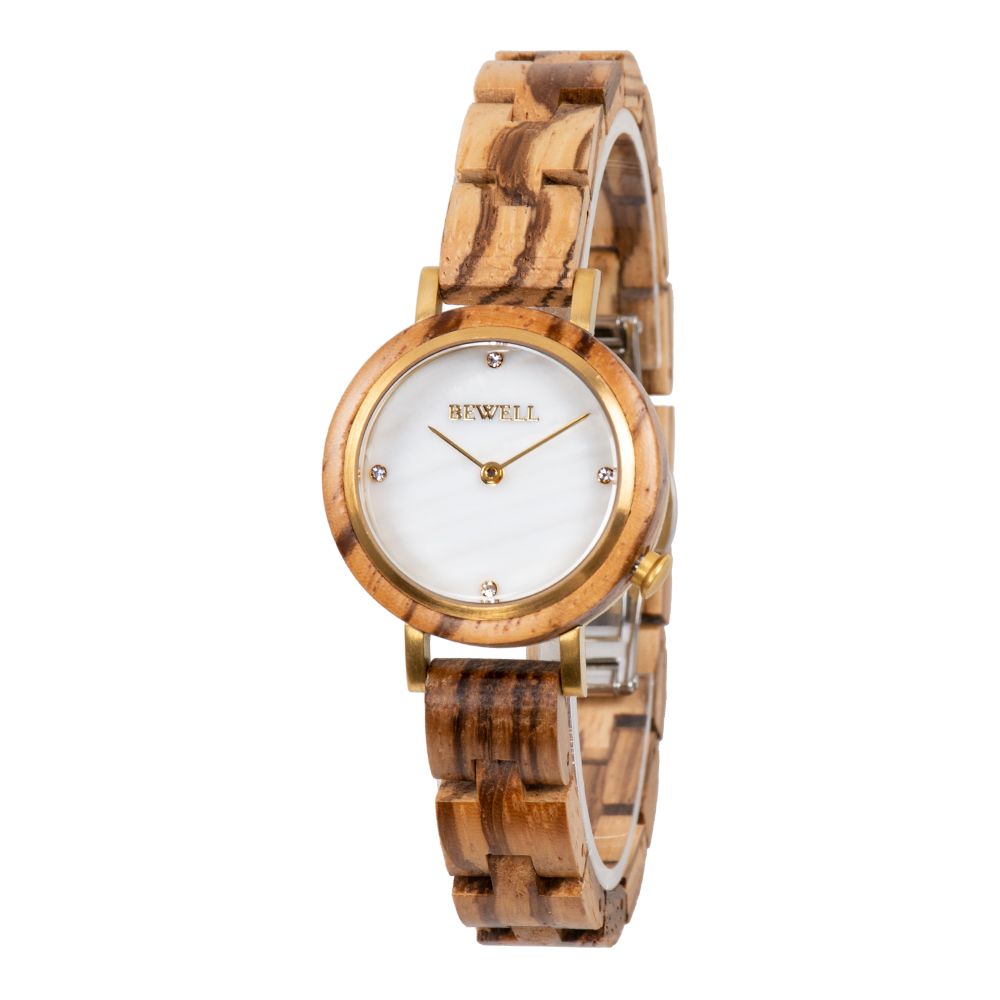 Shell Dial Wood Watch 3ATM Water Resistant Bamboo Wooden Watches for women