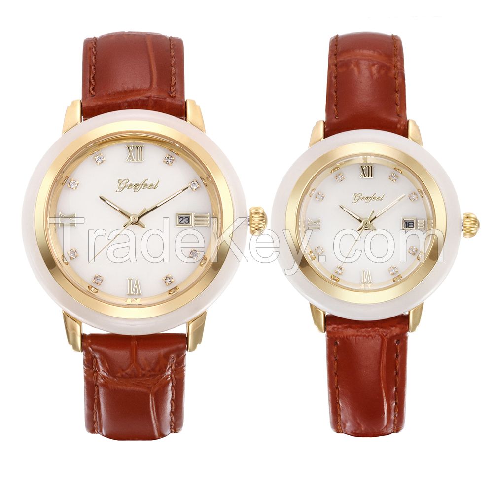 Hot Sale New Brand watch custom logo white jade watch for lover
