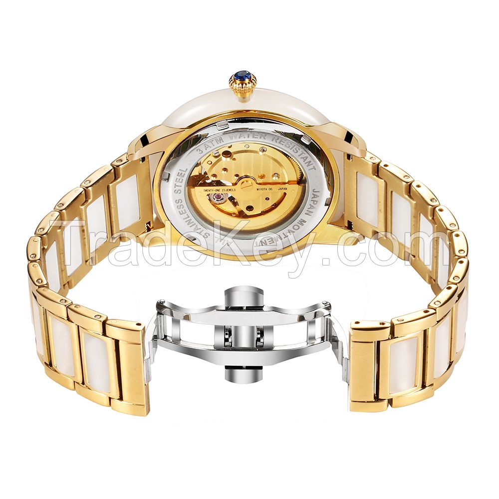 High end skeleton automatic mechanical jade watch for men and women